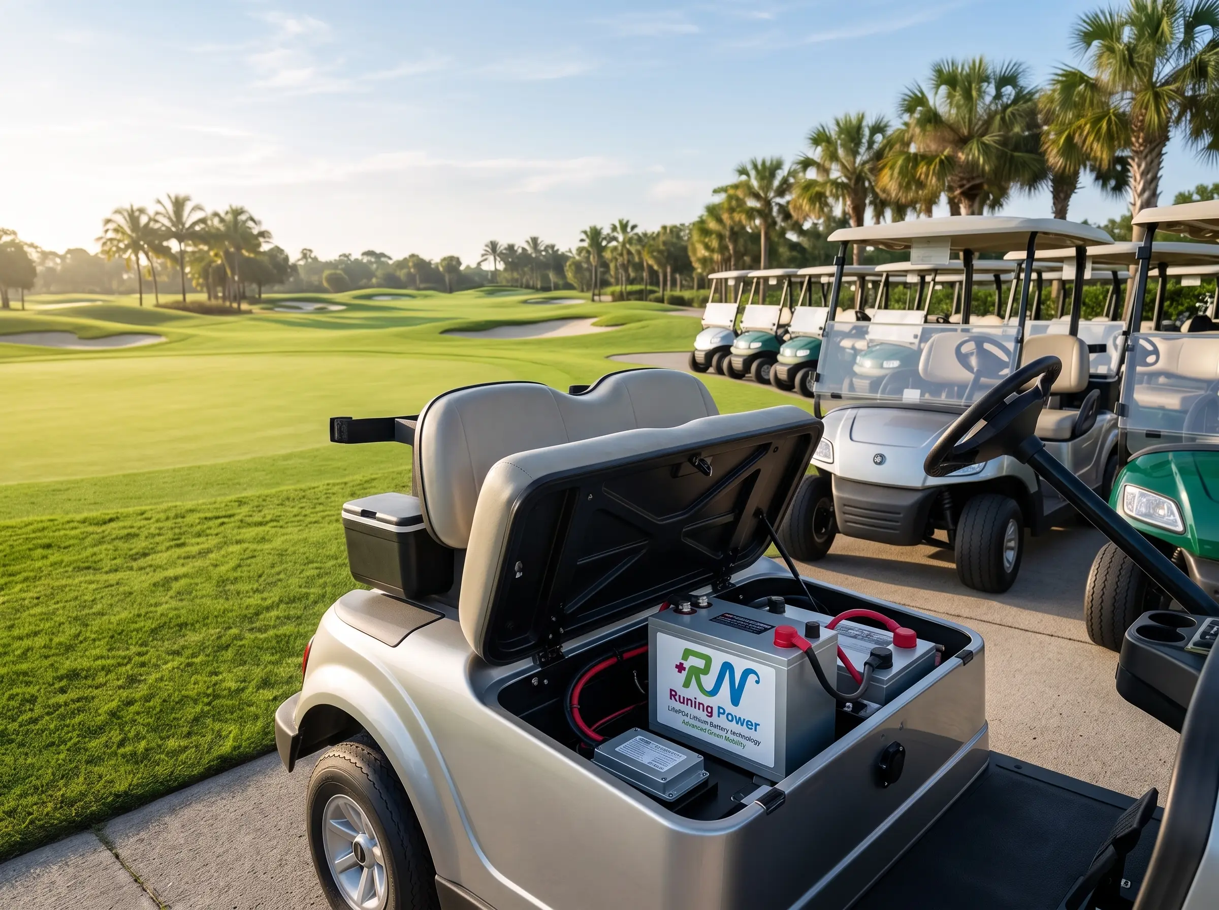 Runing Power LiFePO4 golf cart battery for resort and golf course fleet operations
