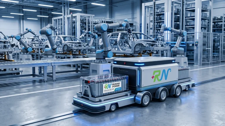 Runing Power AGV battery solution for automated factory robotics and material handling