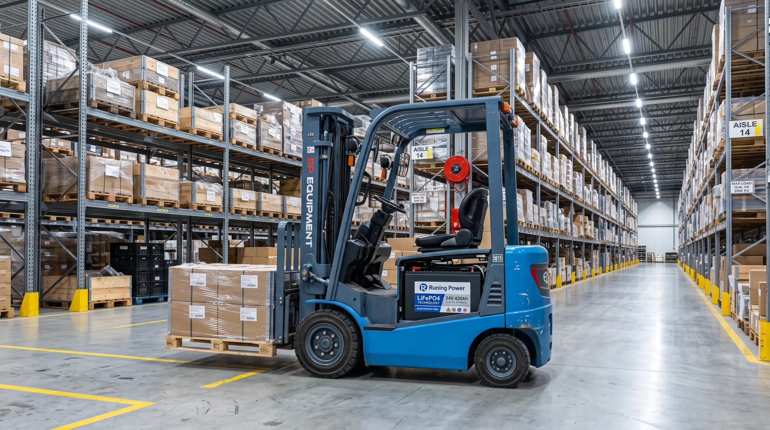 Multi-shift forklift operation with LiFePO4 battery opportunity charging - Runing Power